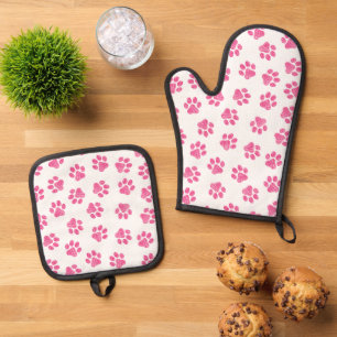 Ensemble De Gant De Cuisine Et De Manique Patrouilles De Doodle, Paws De Chien, Paws Roses