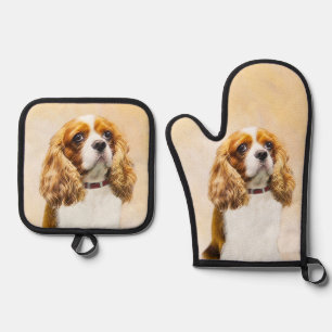 Ensemble De Gant De Cuisine Et De Manique Peinture d'art de chien de Cavalier King Charles S