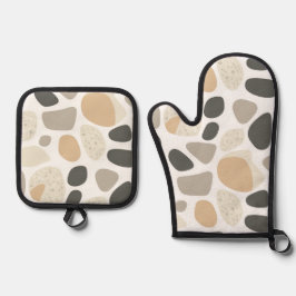 Ensemble De Gant De Cuisine Et De Manique Pierres Terrazzo scandinaves