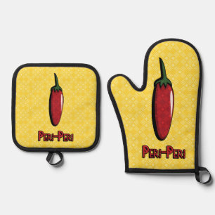 Ensemble De Gant De Cuisine Et De Manique Piment Peri-Peri