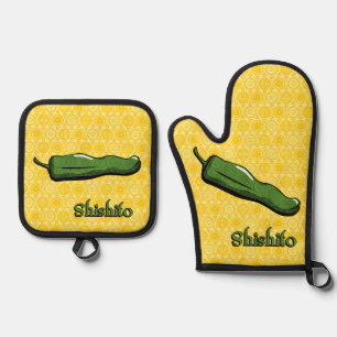 Ensemble De Gant De Cuisine Et De Manique Piment Shishito