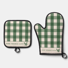 Ensemble De Gant De Cuisine Et De Manique Pine Needle Lane-Rustic Gingham Kitchen Essentials