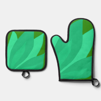 Ensemble De Gant De Cuisine Et De Manique Plante vert
