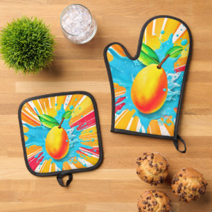 Ensemble De Gant De Cuisine Et De Manique Plat Mango