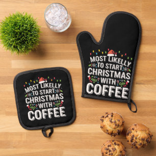 Ensemble De Gant De Cuisine Et De Manique Plus susceptible de commencer Noël avec la famille