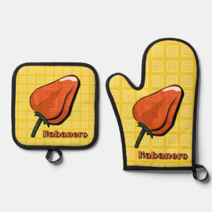 Ensemble De Gant De Cuisine Et De Manique Poivre chili Habanero