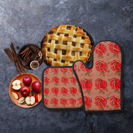 Ensemble De Gant De Cuisine Et De Manique Pommes et épices d'inspiration rose