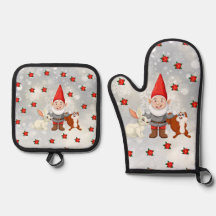 Porte-mitt-miton-four gnome de Noël