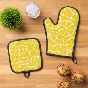 Ensemble De Gant De Cuisine Et De Manique Porte-pots en tranches de citron et ensemble Mitt