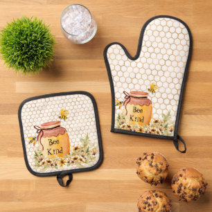 Ensemble De Gant De Cuisine Et De Manique Pot de miel Sois gentil