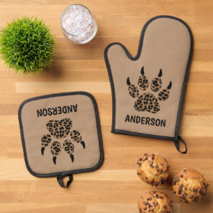 Ensemble De Gant De Cuisine Et De Manique Pot Paw Four Personnalisé Ensemble Mitt & Pot