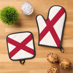 Ensemble De Gant De Cuisine Et De Manique Pots et fourgonnettes avec le drapeau de l'Alabama
