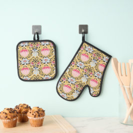 Ensemble De Gant De Cuisine Et De Manique Pots & Mitts - Art Nouveau Floral