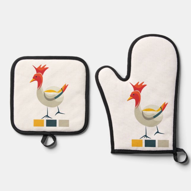 Ensemble De Gant De Cuisine Et De Manique Poulet (Recto)