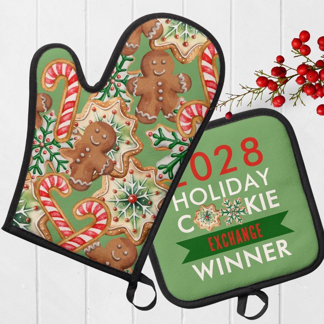 Ensemble De Gant De Cuisine Et De Manique Prix du gagnant du concours de cookies de vacances (Christmas Baking Competition Prize Oven Mitt & Pot Holder. Great for Cookie & Cooking Contests!)