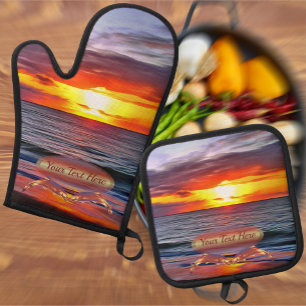 Ensemble De Gant De Cuisine Et De Manique Puerto Sunset 1739