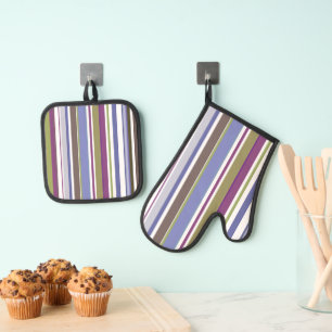 Ensemble De Gant De Cuisine Et De Manique Rayures nouvelle saison moderne