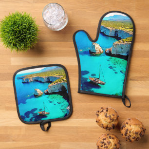 Ensemble De Gant De Cuisine Et De Manique Refuge de falaise pour voilier Art