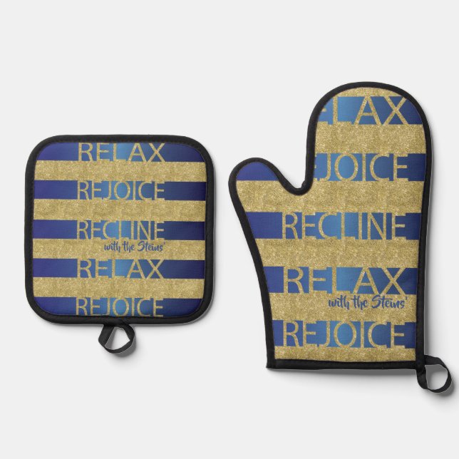 Ensemble De Gant De Cuisine Et De Manique Relax, Rejoice, Recline (Recto)