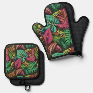 Ensemble De Gant De Cuisine Et De Manique Rêves de grenouille arboricole motif de surface tr