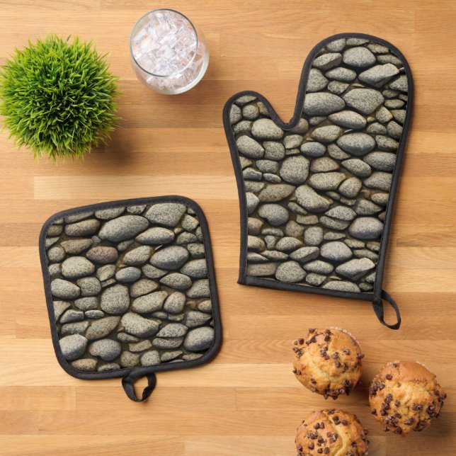Ensemble De Gant De Cuisine Et De Manique Rock Garden (De haut en bas)