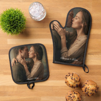 Ensemble De Gant De Cuisine Et De Manique Romantic Couple Photo 