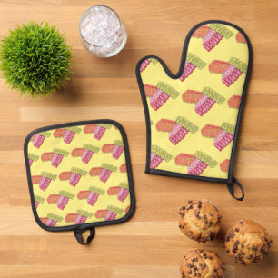 Ensemble De Gant De Cuisine Et De Manique Ruban de Noël à l'ancienne Bonbons de Noël Sucré