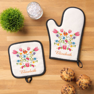 Ensemble De Gant De Cuisine Et De Manique Serviette de cuisine personnalisée avec broderie f