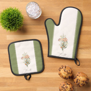 Ensemble De Gant De Cuisine Et De Manique Serviettes de cuisine Fleurs sauvages foi & amour