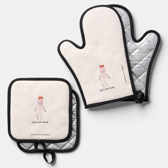 Ensemble De Gant De Cuisine Et De Manique Snowman Apron (Recto/Verso)