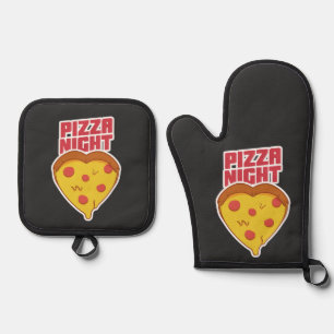 Ensemble De Gant De Cuisine Et De Manique Soirée Pizza