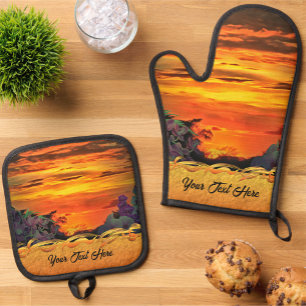 Ensemble De Gant De Cuisine Et De Manique Sunset Plaza Marina 2584