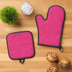 Ensemble De Gant De Cuisine Et De Manique Surface rose texturée avec un motif subtil en spir