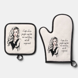 Ensemble De Gant De Cuisine Et De Manique Surprised Bite me