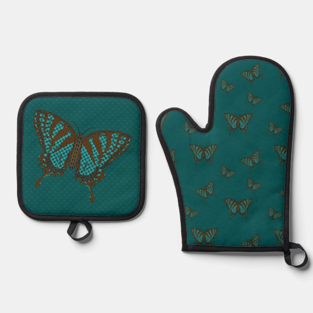 Ensemble De Gant De Cuisine Et De Manique Swallowtail autochtone (Recto)