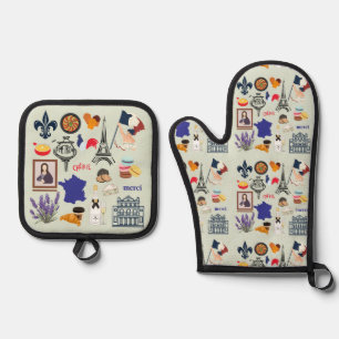 Ensemble De Gant De Cuisine Et De Manique Symboles français