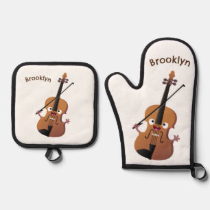 Ensemble De Gant De Cuisine Et De Manique Sympa drôle violon personnage de dessin animé