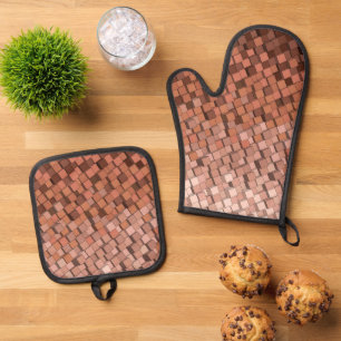 Ensemble De Gant De Cuisine Et De Manique Tendance Mocha Mousse Cube 3D Four Mitt & Pot