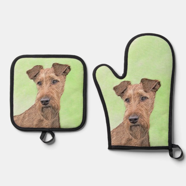 Ensemble De Gant De Cuisine Et De Manique Terrier irlandais (Recto)