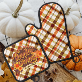 Ensemble De Gant De Cuisine Et De Manique Thanksgiving Retro Plaid