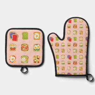 Ensemble De Gant De Cuisine Et De Manique Toast Brunch