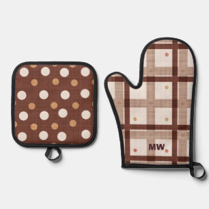 Ensemble De Gant De Cuisine Et De Manique Tons Brown