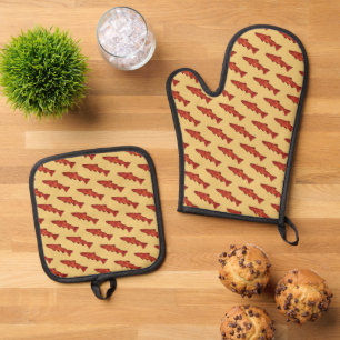 Ensemble De Gant De Cuisine Et De Manique Truite rustique