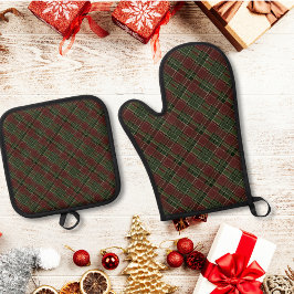 Ensemble De Gant De Cuisine Et De Manique Vacances de Noël vert de Bourgogne