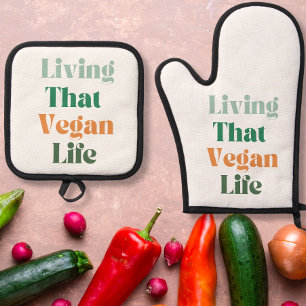Ensemble De Gant De Cuisine Et De Manique Vegan Phrase