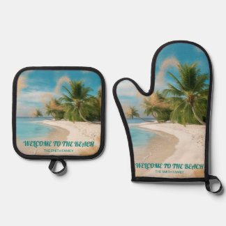 Ensemble De Gant De Cuisine Et De Manique Vibes Maison de plage Cadeau personnalisé