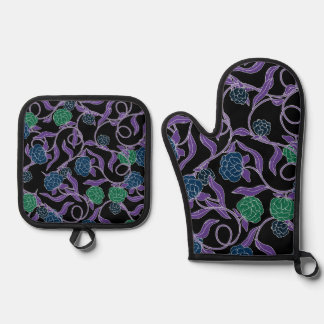 Ensemble De Gant De Cuisine Et De Manique Vigne au Clair de Lune - Collection Mysticool