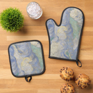 Ensemble De Gant De Cuisine Et De Manique Vintage Vincent Van Gogh Champ de blé avec Cyprès