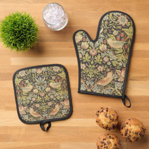 Ensemble De Gant De Cuisine Et De Manique Voleurs de fraises par William Morris, Art vintage