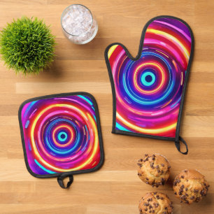 Ensemble De Gant De Cuisine Et De Manique Vortex lumineux